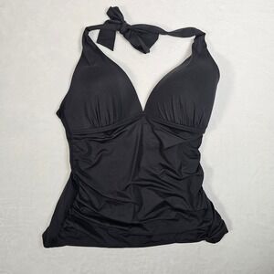 Lauren Ralph Lauren Black Slimming Fit Halter Tankini Swim Top Size 12